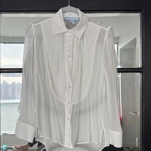 Hill House White Collared Tuxedo Shirt
